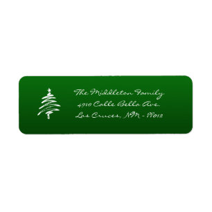étiquette de retour de l'arbre XMAS blanc vert de