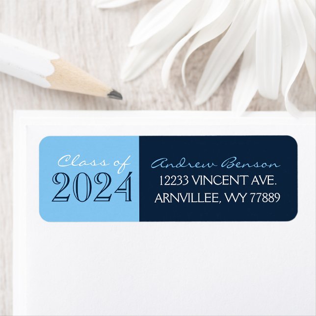 Étiquette de retour de l'inscription Bleu Bébé et  (Créateur téléchargé)
