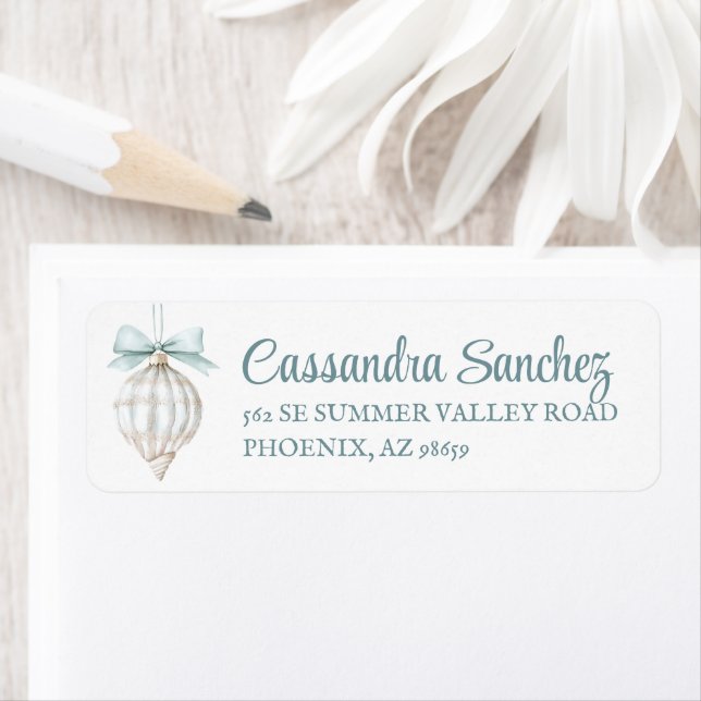 Étiquette de retour de l'ornement de Noël Shell (En situation)