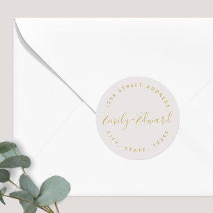 Étiquette de retour de mariage à calligraphie élég