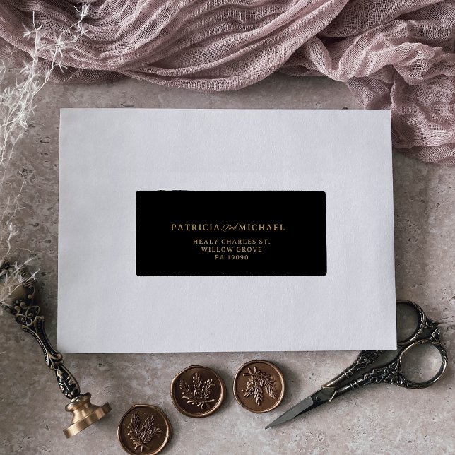 Étiquette de retour de mariage à calligraphie noir (Créateur téléchargé)