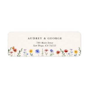 Étiquette de retour de mariage aux fleurs sauvages