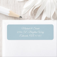 Étiquette de Retour de Mariage Bleu Glacé Élégant