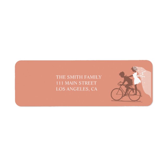 Étiquette de retour de Mariage Brown Bicyclette Co (Devant)