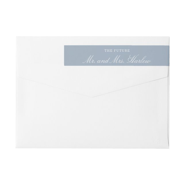 Étiquette de retour de mariage élégante bleu pouss (Dos)
