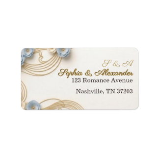 Étiquette de retour de mariage en or Art Nouveau