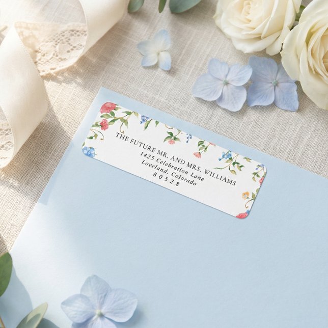 Étiquette de Retour de Mariage Fleur de Champ Élég (Créateur téléchargé)