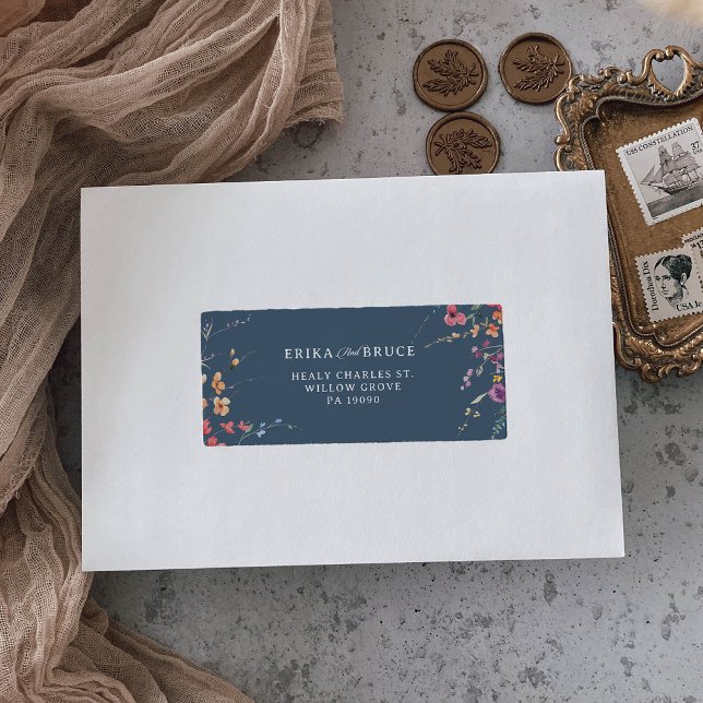 Étiquette de Retour de Mariage Floral Botanique Él (Créateur téléchargé)