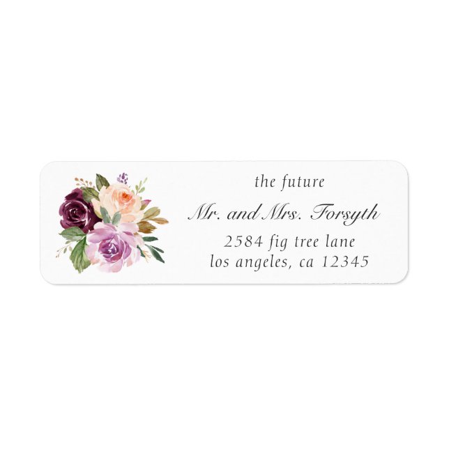 Étiquette de retour de mariage floral M. et Mme Pr (Devant)