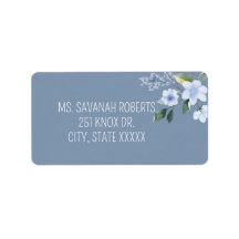 Étiquette de retour de mariage florale bleu aquare
