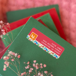 Étiquette de retour de Monogramme élégant pour été