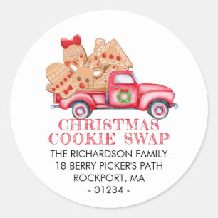 Étiquette de retour de Noël du camion rouge