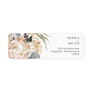 Étiquette de retour de police florale blanche