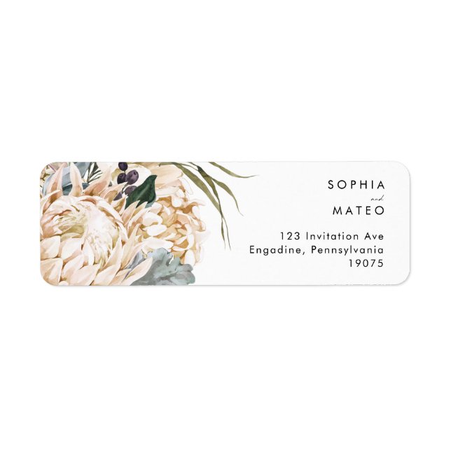 Étiquette de retour de police florale blanche (Devant)