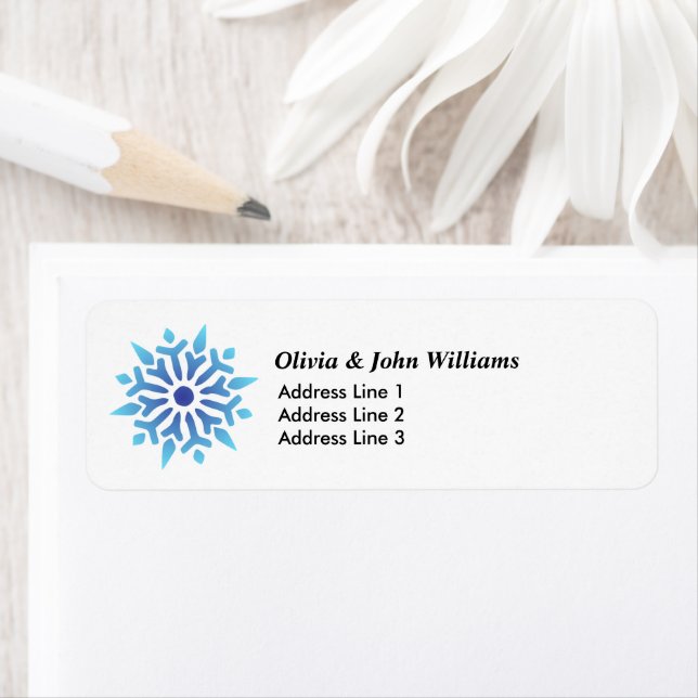 Étiquette de retour de vacances Blue Snowflake (En situation)