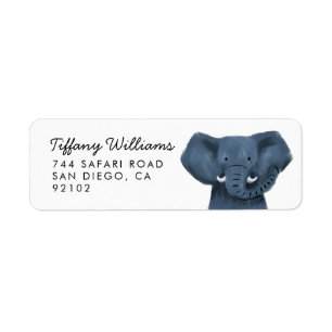 Étiquette de retour d'éléphant animal Safari