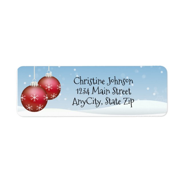 Étiquette de retour des boules de Noël rouges et d (Devant)