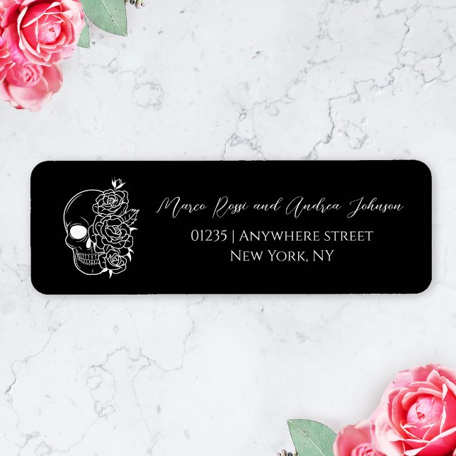 Étiquette de retour des couples de Mariages gothiq (gothic wedding address sticker)