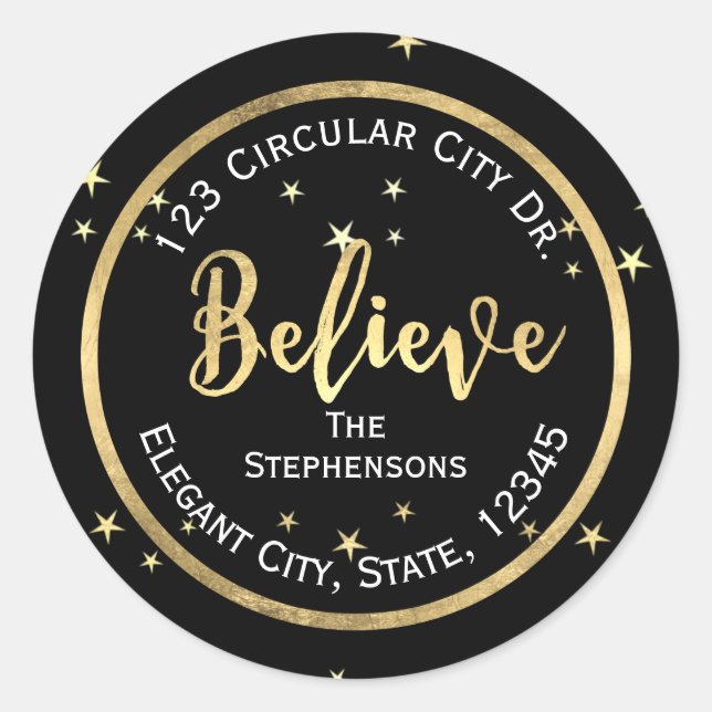 Étiquette de retour des étoiles d'or (Devant)