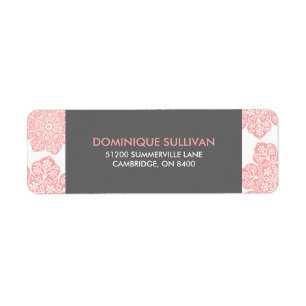 Étiquette de retour des fleurs de batik rose et gr