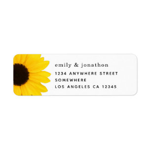 Étiquette de retour des noms de tournesol jaune