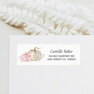 Étiquette de retour du Baby shower Citrouille rose