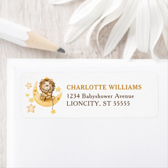Étiquette de retour du Baby shower de lion Safari (En situation)