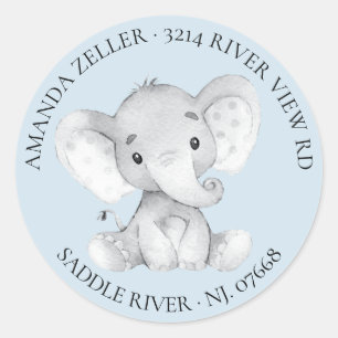 Étiquette de retour du Baby shower éléphant