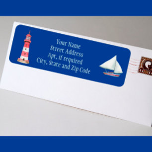 Étiquette de retour du bateau à voile du phare nau