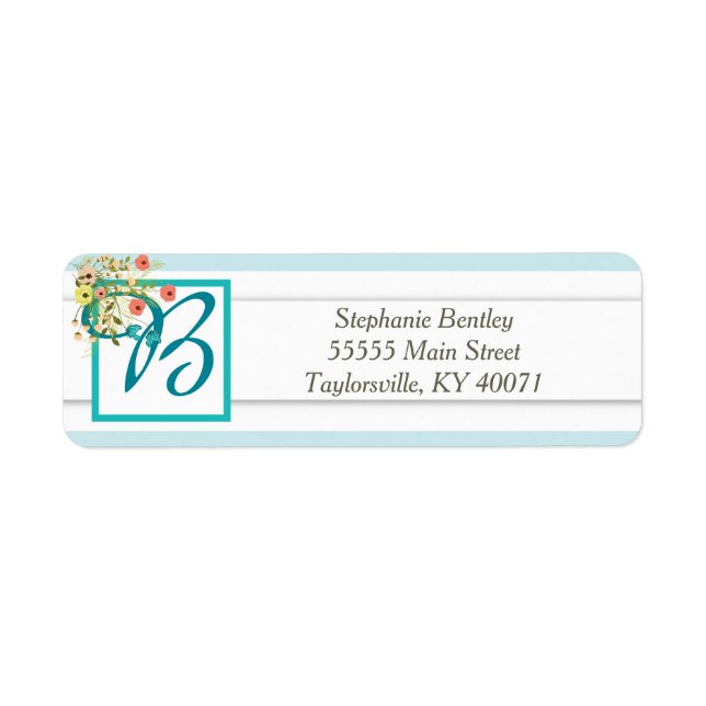 Étiquette de retour du Mariage Fleur sauvage bleu (Devant)