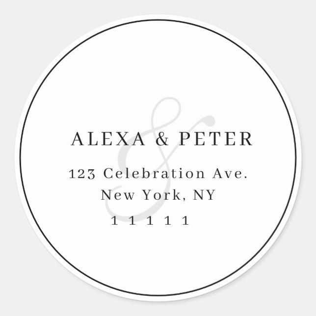 Étiquette de retour du Mariage rond Chic Ampersand (Devant)