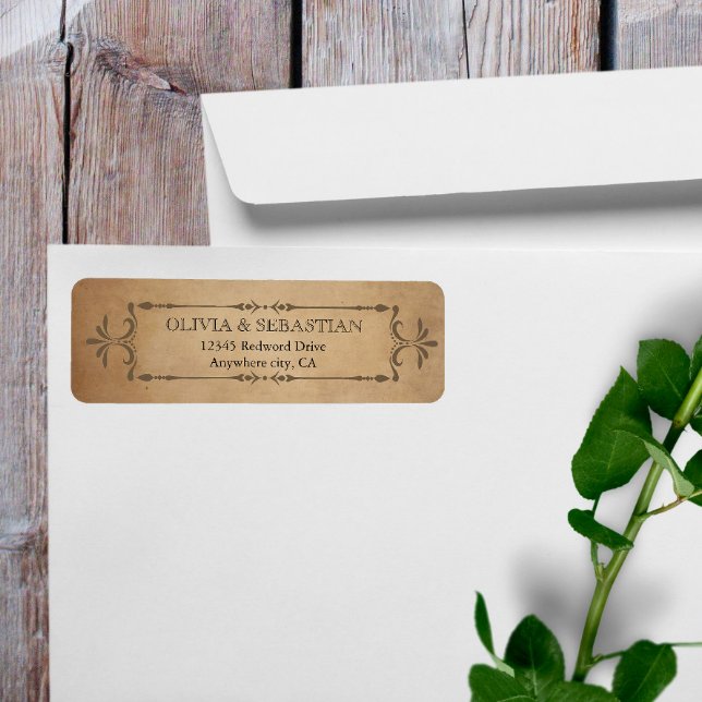 Étiquette de retour du Mariage vintage Old Parchme (Créateur téléchargé)