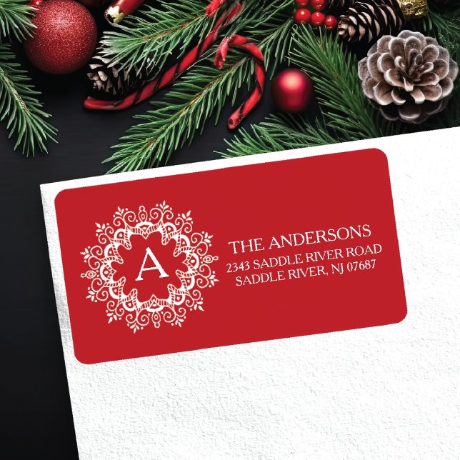 Étiquette de retour du monogramme de cadre décorat (Créateur téléchargé)