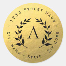 Étiquette de retour du monogramme de couronne d'or