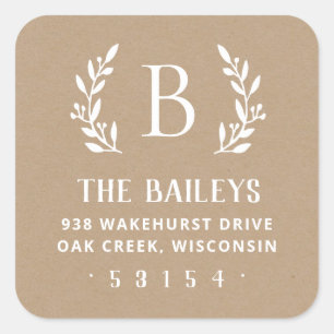 Étiquette de retour du monogramme de famille de la