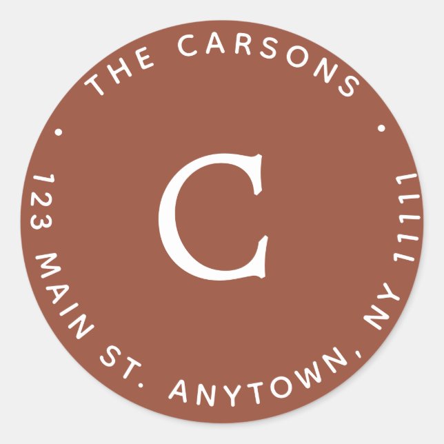 Étiquette de retour du Monogramme de Terracotta (Devant)