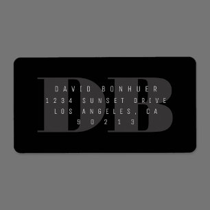 Étiquette de retour du monogramme noir gras