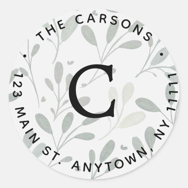 Étiquette de retour du Monogramme vert (Devant)