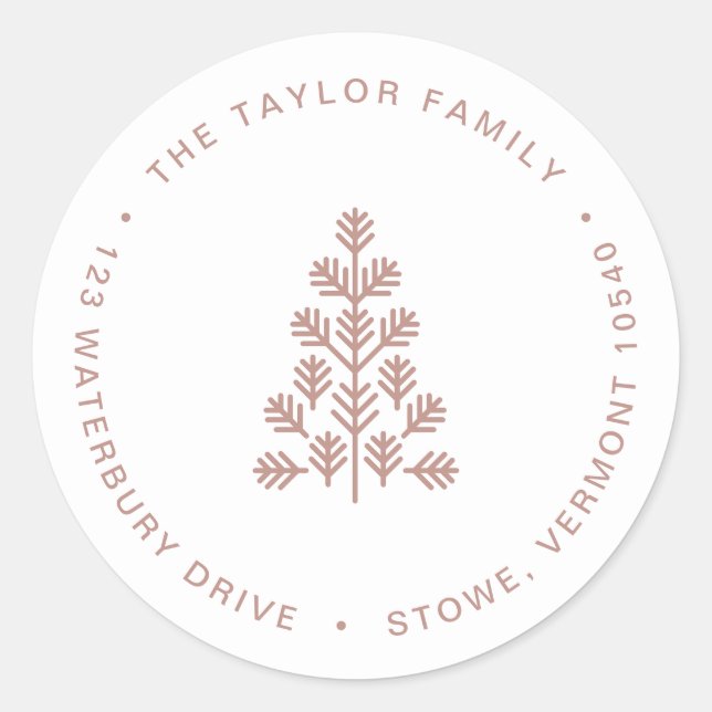 Étiquette de retour du Rose Dusty Holiday Tree (Devant)