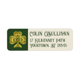 Étiquette de retour du Shamrock de noeud celtique