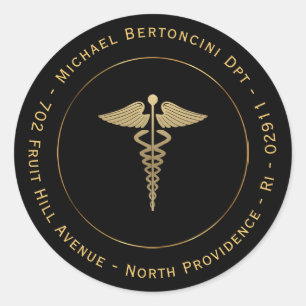 Étiquette de retour du symbole Gold Caduceus