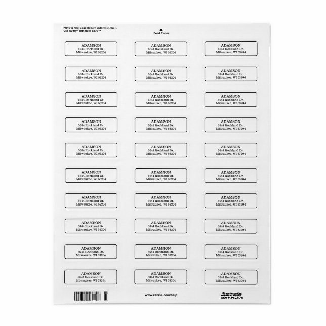 Étiquette de retour d'une bordure en gras monochro (Feuille entière)