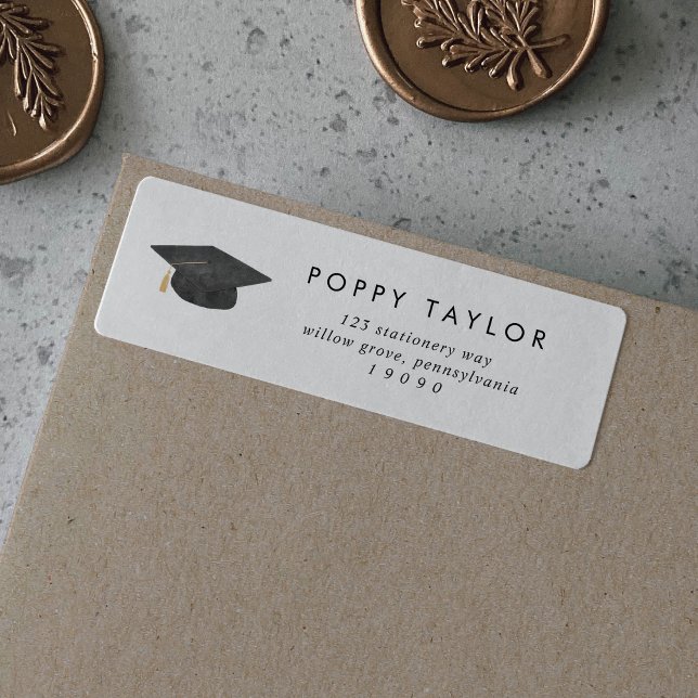 Étiquette de retour d'une graduation en typographi (Créateur téléchargé)