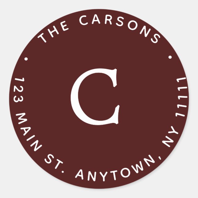 Étiquette de retour d'une ronde de monogramme en B (Devant)