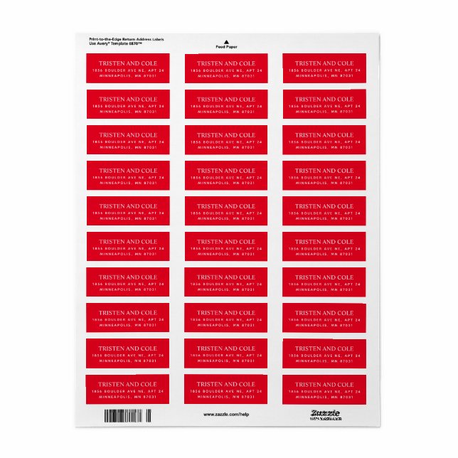 Étiquette de retour Festif Rouge et Blanc (Feuille entière)