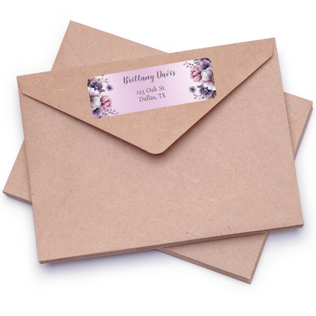 Étiquette de Retour Fleurs de Lavande pour Récepti (Créateur téléchargé)