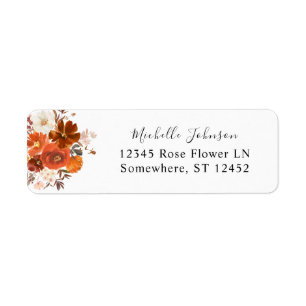 Étiquette de retour Floral Automne rouge et orange