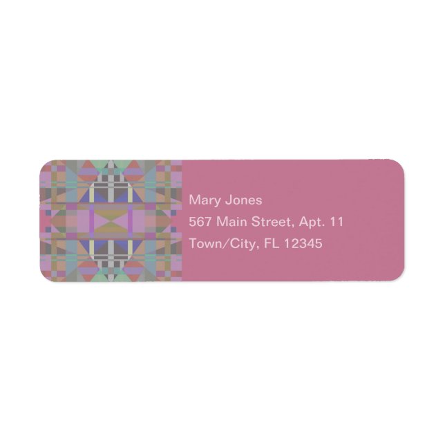 Étiquette de retour géométrique vert violet rose (Devant)