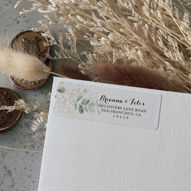 Étiquette de retour Gold Green Foliing (Créateur téléchargé)