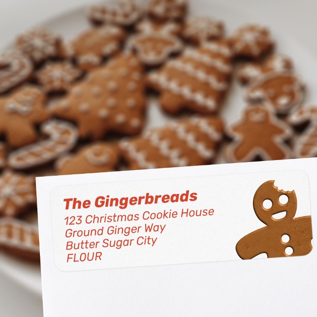 Étiquette de retour homme en pain d'épice (Love Gingerbread Cookies? Add your details to this cute return address label.  Happy Holidays!)
